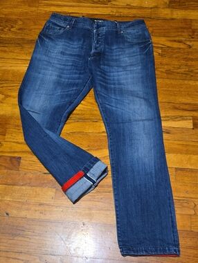 Kiton Napoli Jeans Button Fly Selvedge Mens 52/34 Made in Italy ( Waist Altered)